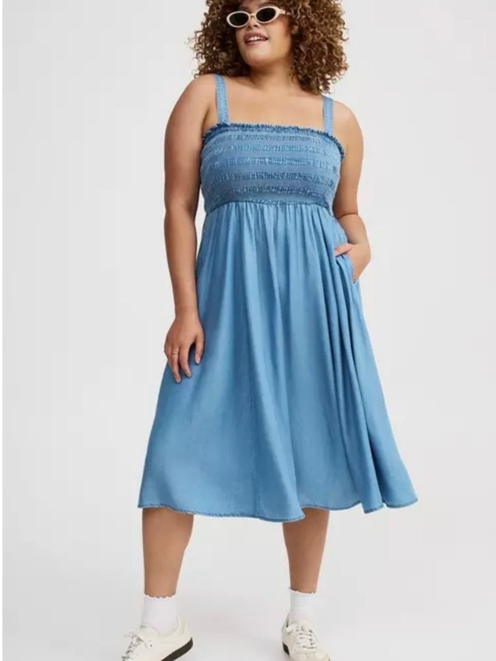 torrid Light Blue Smocked Midi Dress